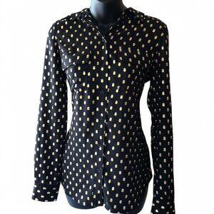 Who What Wear black and gold polka dot Blouse size small